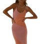 Women's Sexy Knit Skinny Sleeveless Spaghetti Strap Maxi Dress Backless Beach Dress