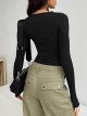 Women's Long Sleeve Fall Crop Tops Basic Layering Slim Fit T-Shirt Tops