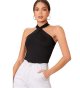 Women's Solid Criss Cross Halter Top Sleeveless
